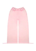 Vendetta Lace Up Oversized Sweatpants Washed Baby Pink