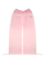 Vendetta Lace Up Oversized Sweatpants Washed Baby Pink-5