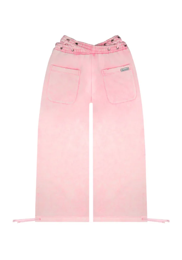 Vendetta Lace Up Oversized Sweatpants Washed Baby Pink-5