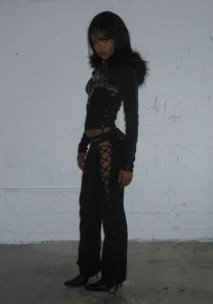 Vendetta Sculpt Stretch ZIP Tracksuit Black (Detachable Faux Fur)-1