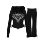 Vendetta Sculpt Stretch ZIP Tracksuit Black (Detachable Faux Fur)