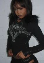 Vendetta Sculpt Stretch ZIP Tracksuit Black (Detachable Faux Fur)-5