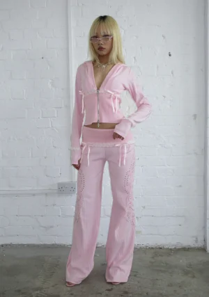 Whisper Ribbon Pointelle Sculpt Tracksuit Baby Pink-1
