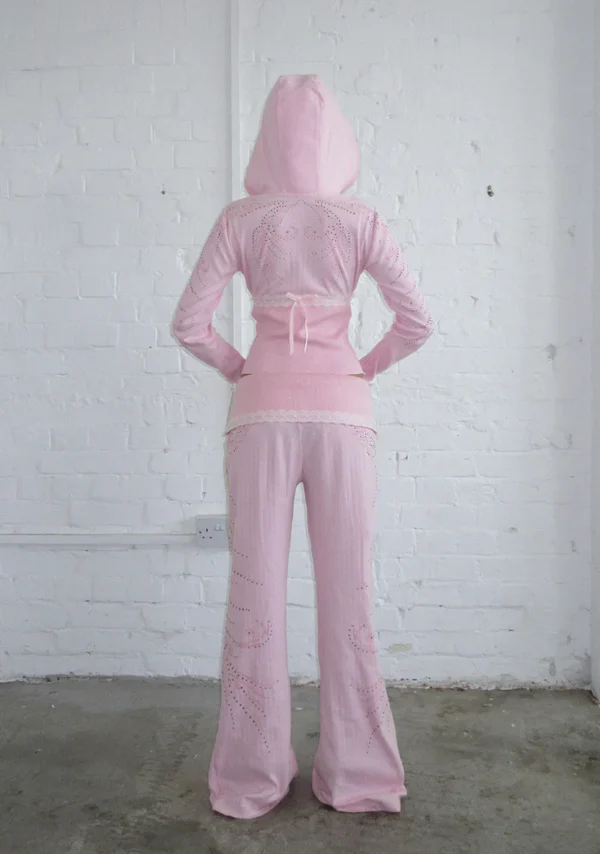 Whisper Ribbon Pointelle Sculpt Tracksuit Baby Pink-2