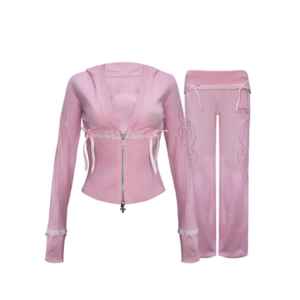 Whisper Ribbon Pointelle Sculpt Tracksuit Baby Pink