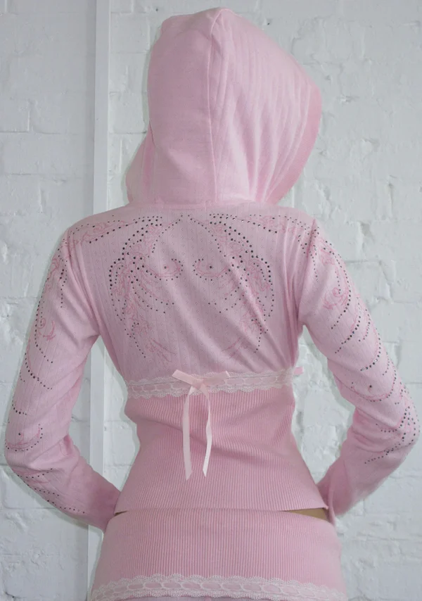 Whisper Ribbon Pointelle Sculpt Tracksuit Baby Pink-4