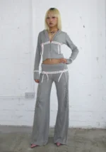 Whisper Ribbon Pointelle Sculpt Tracksuit Grey Marl-1