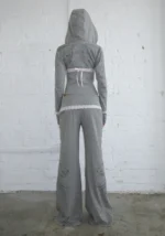 Whisper Ribbon Pointelle Sculpt Tracksuit Grey Marl-2
