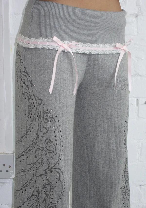 Whisper Ribbon Pointelle Sculpt Tracksuit Grey Marl-4